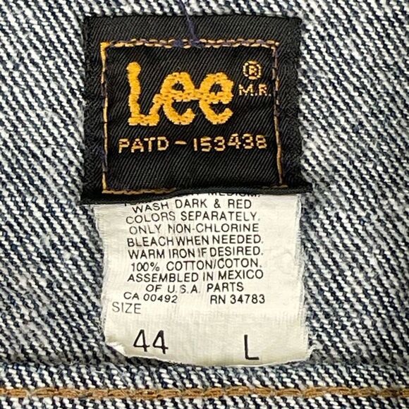 Vintage LEE Rider Men's Denim Trucker Jacket Size 44L Acid Wash Jeans 90s Retro - Picture 7 of 7